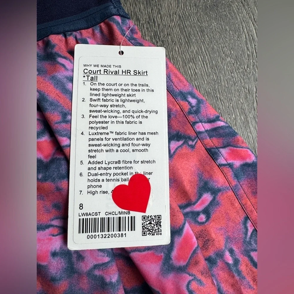 Lululemon Court Rival High Rise Skirt Tall in Chroma Clash Multi / Mineral Blue